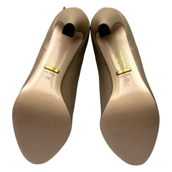 GUCCI Indya GG Pleated Accent Ankle Booties EU 39 US 9 Neutral Leather Heel Boot - Picture 8 of 12